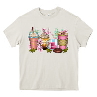 Cream flowers coffee cups Heavy Core Tee - Zillion Design Studio
