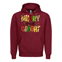 Burgundy merry and bright Zipper Hoodie - MaliasSmallBusiness