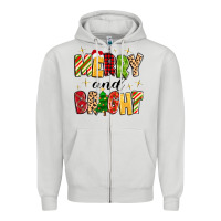 Dove Grey merry and bright Zipper Hoodie - MaliasSmallBusiness
