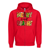 Red merry and bright Zipper Hoodie - MaliasSmallBusiness