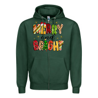 Sports Green merry and bright Zipper Hoodie - MaliasSmallBusiness