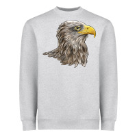 Heather Grey American White Sea Eagle Head Heavyweight Sweatshirt - LillyAllenDesigns