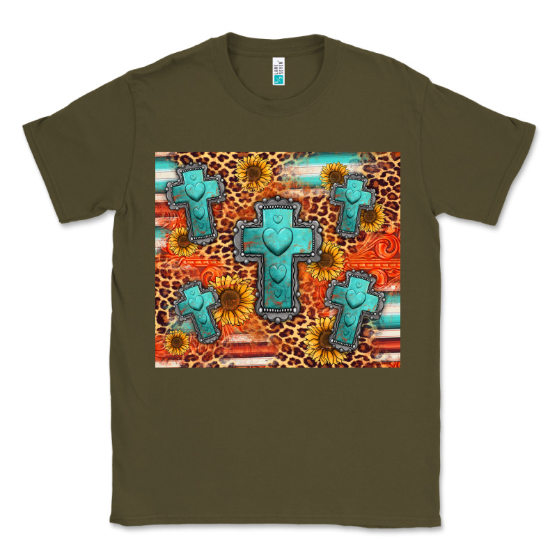 Turquoise Cross Pattern Classic Tee by Jasminsmagicworld | Teevron