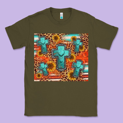 Turquoise Cross Pattern Classic Tee Designed By Jasminsmagicworld