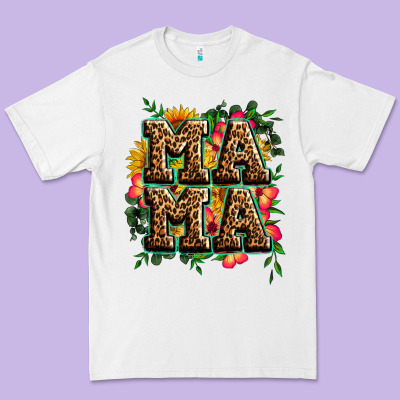 Floral Leopard Mama Premium Tee Designed By Zillion Design Studio