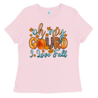 Bubblegum Pink oh my gourd i love fall Ladies Tee - Zillion Design Studio