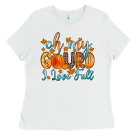 White oh my gourd i love fall Ladies Tee - Zillion Design Studio