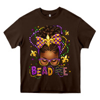 Chocolate Brown bead me mardi gras afro messy bun Heavy Core Tee - texasbilliewilder