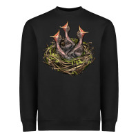 Black Bird Nest With Baby Birds Heavyweight Sweatshirt - LillyAllenDesigns