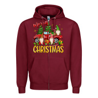 Burgundy merry christmas gnomes truck Zipper Hoodie - MaliasSmallBusiness