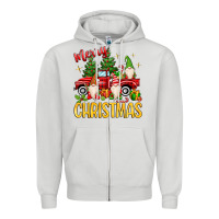 Dove Grey merry christmas gnomes truck Zipper Hoodie - MaliasSmallBusiness