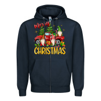 Navy merry christmas gnomes truck Zipper Hoodie - MaliasSmallBusiness