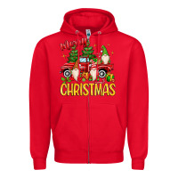 Red merry christmas gnomes truck Zipper Hoodie - MaliasSmallBusiness