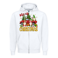 White merry christmas gnomes truck Zipper Hoodie - MaliasSmallBusiness