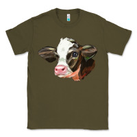 Army Green holstein calf face Classic Tee - LillyAllenDesigns