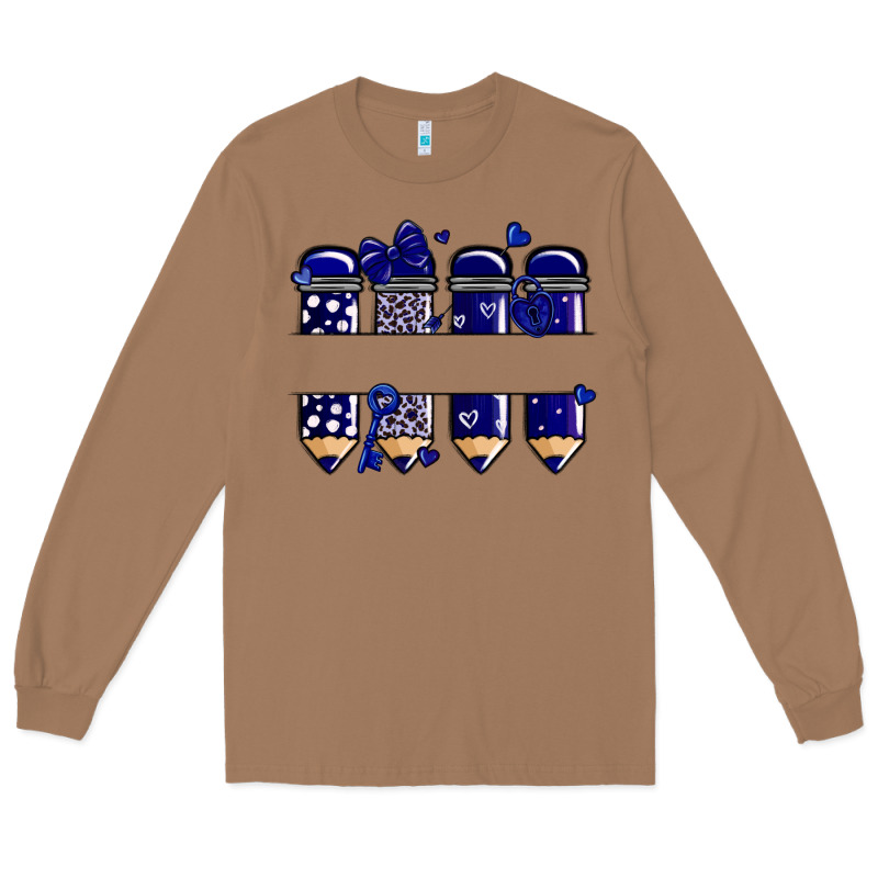 Valentine's Day School Pencils Navy Blue Long Sleeve Tee by MaliasSmallBusiness | Teevron