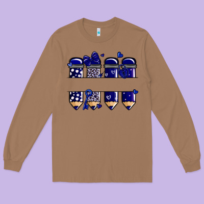 Valentine's Day School Pencils Navy Blue Long Sleeve Tee Designed By Maliassmallbusiness