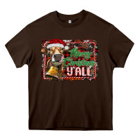Chocolate Brown merry christmas y'all Heavy Core Tee - RanaPortraitStore