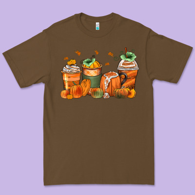 Pumpkins Coffee Cups Premium Tee Designed By Zillion Design Studio