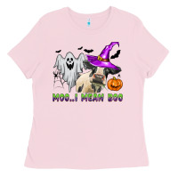 Bubblegum Pink moo i mean boo Ladies Tee - Zillion Design Studio