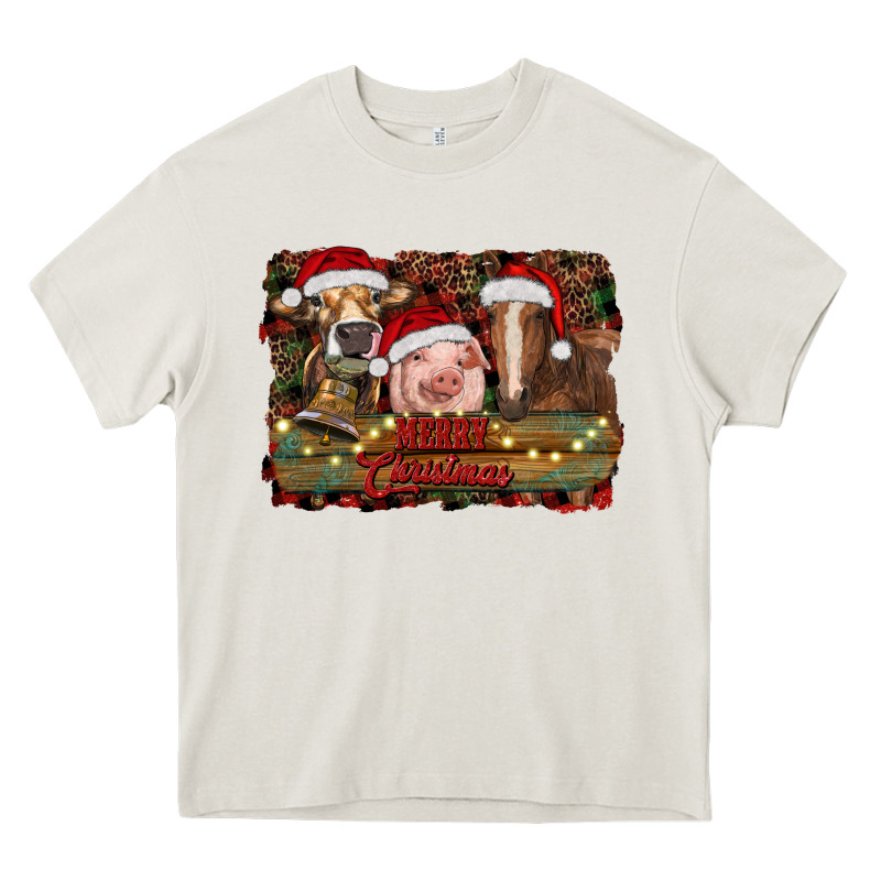 Merry Christmas Farm Animals Heavy Core Tee by RanaPortraitStore | Teevron