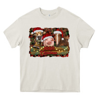 Cream merry christmas farm animals Heavy Core Tee - RanaPortraitStore