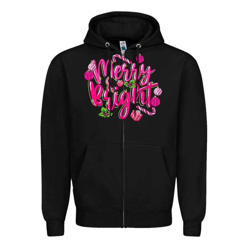Merry And Bright Zipper Hoodie by MaliasSmallBusiness | Teevron