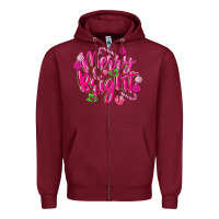 Burgundy merry and bright Zipper Hoodie - MaliasSmallBusiness
