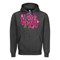 Charcoal Heather merry and bright Zipper Hoodie - MaliasSmallBusiness