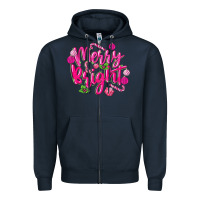 Navy merry and bright Zipper Hoodie - MaliasSmallBusiness
