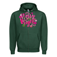 Sports Green merry and bright Zipper Hoodie - MaliasSmallBusiness