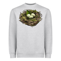 Heather Grey Bird Nest With Eggs Heavyweight Sweatshirt - LillyAllenDesigns