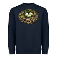 Navy Bird Nest With Eggs Heavyweight Sweatshirt - LillyAllenDesigns