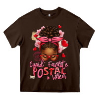 Chocolate Brown cupid's favorite postal worker afro messy bun Heavy Core Tee - texasbilliewilder