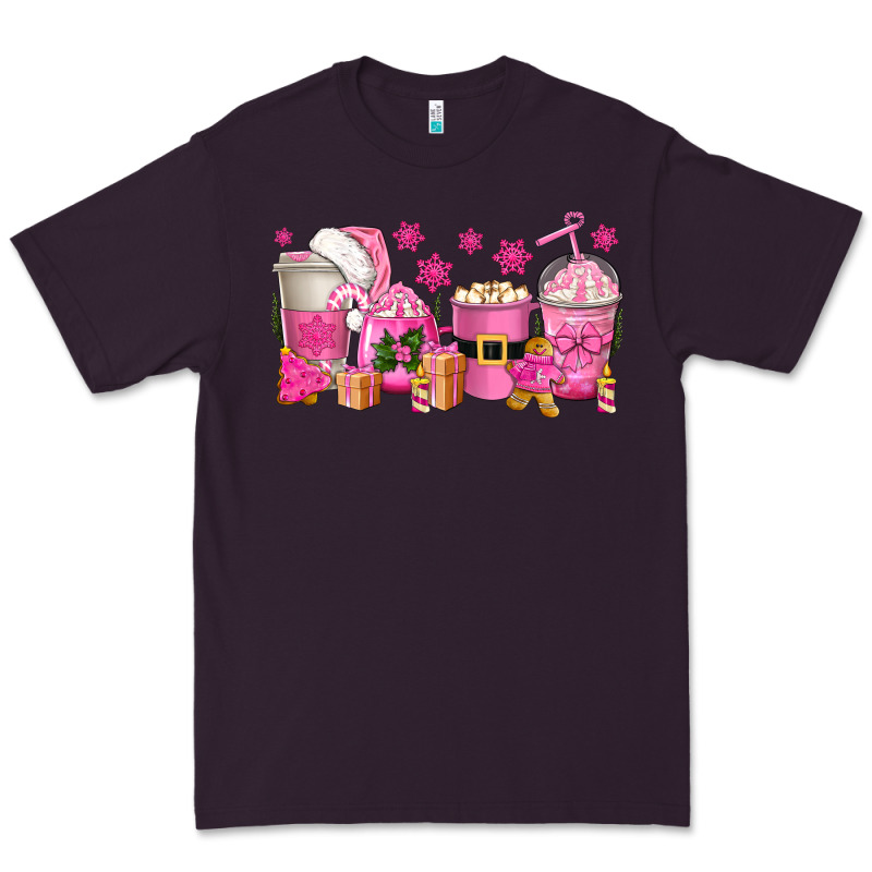 Pink Christmas Coffee Cups Premium Tee by texasbilliewilder | Teevron