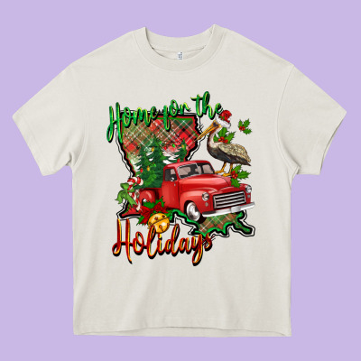 Home For The Holidays Louisiana Heavy Core Tee Designed By Barkaloodesign