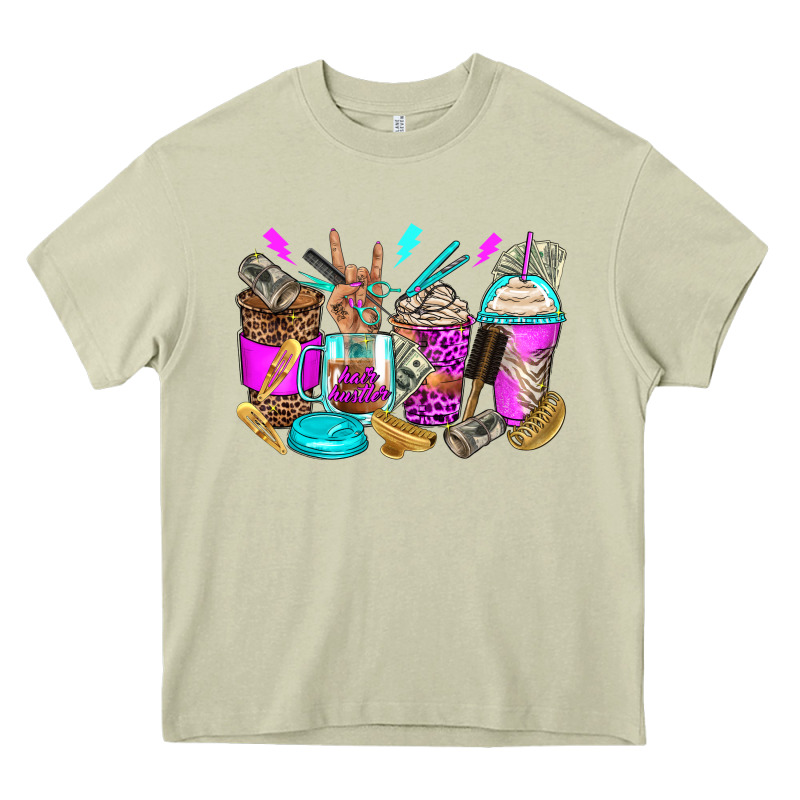 Hair Hustler Coffee Cups Heavy Core Tee by Zillion Design Studio | Teevron