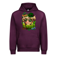 Mauve Wine St. Patrick's Day Cow Urban Hoodie - HowdyJamesFarm