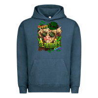 Pigment Midnight Navy St. Patrick's Day Cow Urban Hoodie - HowdyJamesFarm
