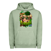 Pigment Oil Green St. Patrick's Day Cow Urban Hoodie - HowdyJamesFarm