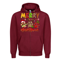 Burgundy merry christmas paws Zipper Hoodie - MaliasSmallBusiness