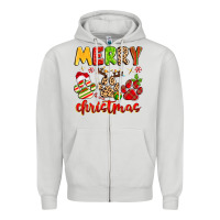Dove Grey merry christmas paws Zipper Hoodie - MaliasSmallBusiness