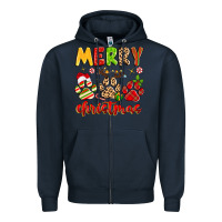 Navy merry christmas paws Zipper Hoodie - MaliasSmallBusiness