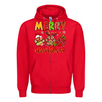 Red merry christmas paws Zipper Hoodie - MaliasSmallBusiness