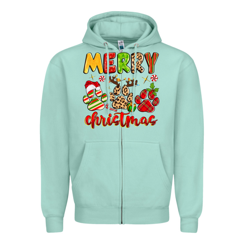 Merry Christmas Paws Zipper Hoodie by MaliasSmallBusiness | Teevron