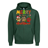 Sports Green merry christmas paws Zipper Hoodie - MaliasSmallBusiness