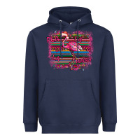 Navy Flamingo Christmas Heavyweight Hoodie - Bettercallsaul