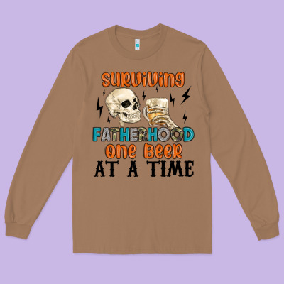 Surviving Fatherhood One Beer At A Time Long Sleeve Tee Designed By Maliassmallbusiness