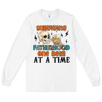 White surviving fatherhood one beer at a time Long Sleeve Tee - MaliasSmallBusiness