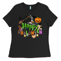 Black happy halloween farm animals Ladies Tee - Zillion Design Studio